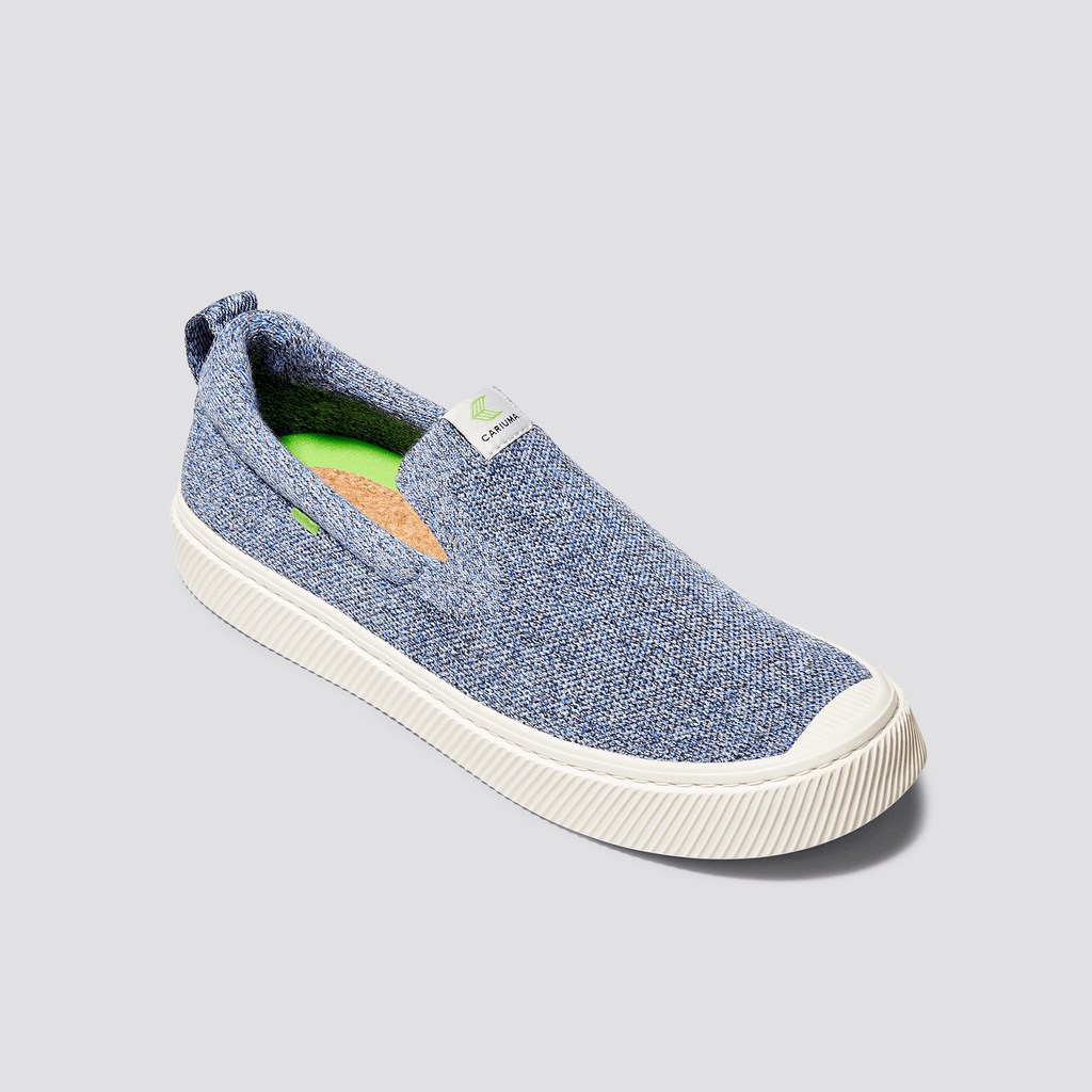 IBI Slip-On Cariuma Low Top Bamboo Weave Knit Vegan Bleu Homme | BJS-6687385